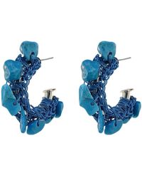 Lavish by Tricia Milaneze - Azurite Mix Rocks Mini Hoops Handmade Crochet Earrings - Lyst