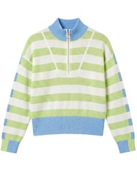 Brodie Cashmere - Mesh Stripe Half Zip - Lyst