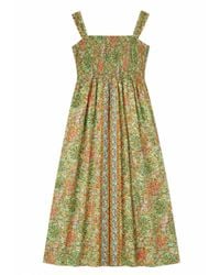 Yumi' - Foil Palm Print Ruched Maxi Dress With Border Detail - Lyst