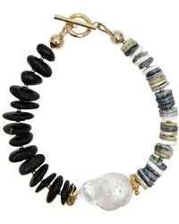 Farra - Tourmaline And Shell With Baroque Pearl Bracelet - Lyst