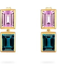 Augustine Jewels - Amethyst And Topaz Two Drop Earrings - Lyst