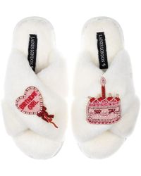Laines London - Neutrals Classic Laines Slippers With Birthday Girl Brooches - Lyst