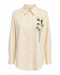 Exquise - Neutrals Embroidered Collared Shirt With Long Sleeves - Lyst