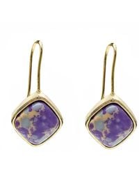 Farra - Minimalist Square Shaped Imperial Jasper Hoop Earrings - Lyst