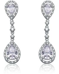Genevive Jewelry - Cubic Zirconia Sterling Silver Rhodium Plated Pear Shape Drop Earrings - Lyst
