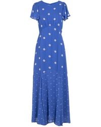 Rose & Nancy - Joanna And Polka Dot Print Frill Sleeve Maxi Dress - Lyst