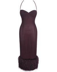 Miss Circle New York - Pluma Halter Faux-Fur Trimmed Midi Dress - Lyst