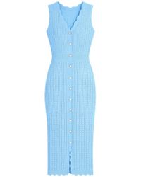 Yumi' - Scallop Edge Crochet Knitted Midi Dress - Lyst