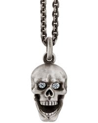 Snake Bones - Skull Pendant With Hinged Jaw & Diamond Eyes - Lyst