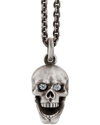 Snake Bones - Skull Pendant With Hinged Jaw And Diamond Eyes - Lyst