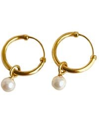 Lily Flo Jewellery - Pearl Floating Hoop Earrings - Lyst