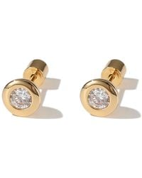 Classicharms - Aurora Gold Bezel Set Clear Solitaire Stud Earrings - Lyst