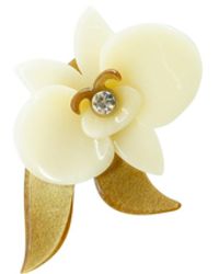 Gissa Bicalho - Handmade Acrylic Brooch Orchid And Leave Cream - Lyst