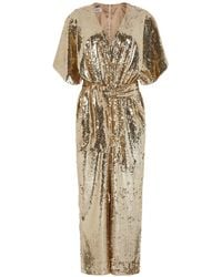 NALÈ - Sequin Palazzo Jumpsuit With Satin Lining & Detachable Belt - Lyst