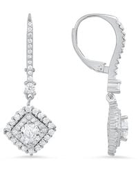 Kylie Harper - Dangling Diamond Cz Halo Leverback Earrings - Lyst