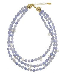 Farra - Multi-Layers Lace Agate With Pearls Necklace - Lyst