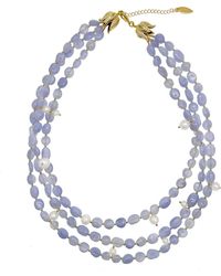 Farra - Multi-Layers Lace Agate With Pearls Necklace - Lyst