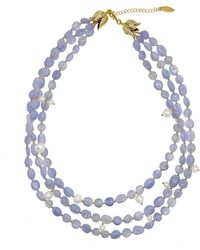 Farra - Multi-layers Lace Agate With Pearls Necklace - Lyst