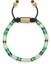 Nialaya - Beaded Bracelet With Green And Gold Disc Beads - Lyst