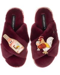 Laines London - Classic Laines Slippers With Chicken Wine Brooches - Lyst