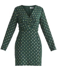 Paisie - Foil Print Mini Wrap Dress With Slit - Lyst