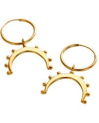 Posh Totty Designs - Plated Crown Horn Charm Hoop Earrings - Lyst