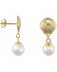 Elk & Bloom - Shell Pearl Mermaid Stud Earrings - Lyst