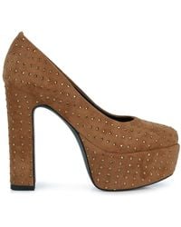 Rag & Co - Poppins Tan Glinting Platform High Pumps - Lyst