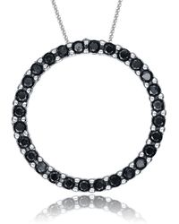 Genevive Jewelry - Sterling Silver Cubic Zirconia Black Round Circle Pendant Necklace - Lyst