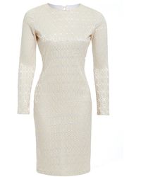 Sarvin - Neutrals Ivory Long Sleeve Backless Dress - Lyst