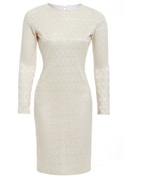 Sarvin - Neutrals / Ivory Long Sleeve Backless Dress - Lyst