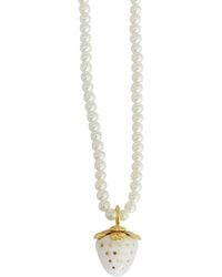 POPORCELAIN - Mini Porcelain Strawberry Swarovski Pearl Necklace - Lyst