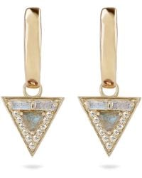 Zohreh - Limited Edition Diamond & Labradorite Triangle Hoop Earrings 9K - Lyst