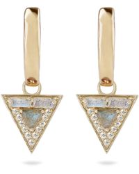 Zohreh - Limited Edition Diamond & Labradorite Triangle Hoop Earrings 9K - Lyst