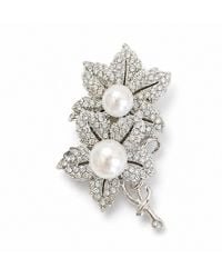 Nuvv Collection - Neutrals Pearl & Crystal Floral Brooch – Vintage Inspired Statement Pin - Lyst