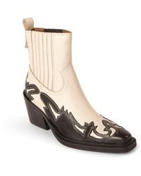 ASRA - Marvelo Rice Leather Western Boot With Black Panelling - Lyst