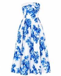Girl In Mind - Danni Strapless Bandeau Midi Dress Floral - Lyst