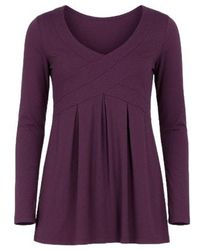 Conquista - V Neck Stretch Jersey Empire Line Top With Pleat Detail - Lyst