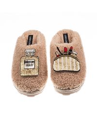 Laines London - Neutrals Teddy Closed Toe Slippers With Beauty Bag & Perfume Brooches - Lyst