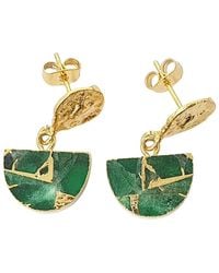 Harfi - Statement Emerald May Birthstone Hammered Earrings - Lyst