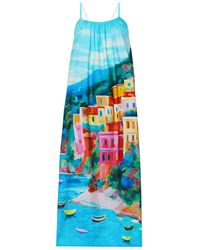 DHARA SHETH DUBAI - La Dolce Riviera Mediterranean Print Cotton Maxi Dress With Pockets - Lyst