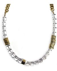 Rachel Nathan - Rock Quartz Barrel & Brass Heishi Necklace - Lyst