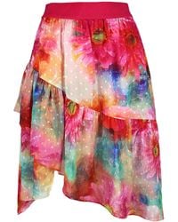 Lalipop Design - Floral Print Asymmetric Chiffon Skirt - Lyst