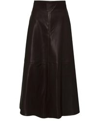 The Extreme Collection - Midi Mocha Skirt With Faux Leather And Flattering High Waist - Lyst