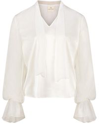 Gunda Hafner Ltd - Cream Silk Blouse With Sheer Sleeve - Lyst