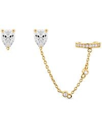 SALLY SKOUFIS - Pure Stud & Ear Cuff Set With Made Diamonds - Lyst