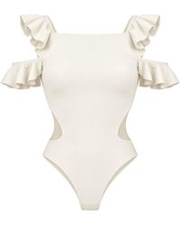 Rive & Rituel - Charmaine Ivory Frill Bodysuit - Lyst