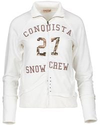 Conquista - Neutrals Long Sleeve Ecru Cardigan With Print & Embroidery Detail - Lyst