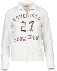 Conquista - Neutrals Long Sleeve Ecru Cardigan With Print & Embroidery Detail - Lyst