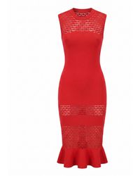 Modenaire - Sleeveless Knit Midi Dress With Mesh Detail - Lyst